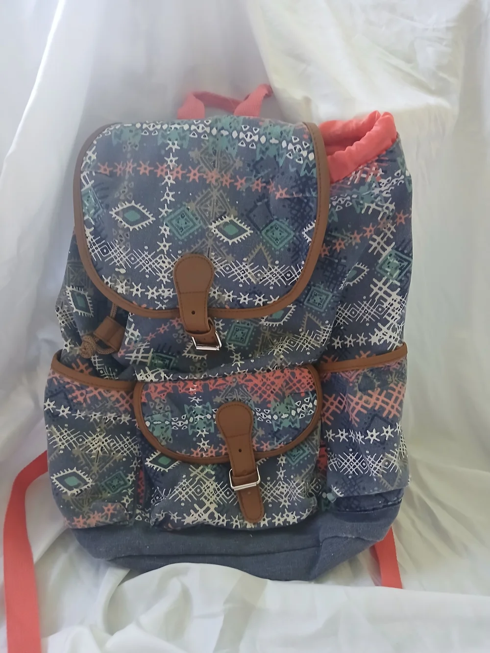 bohemian-style canvas rucksack backpack